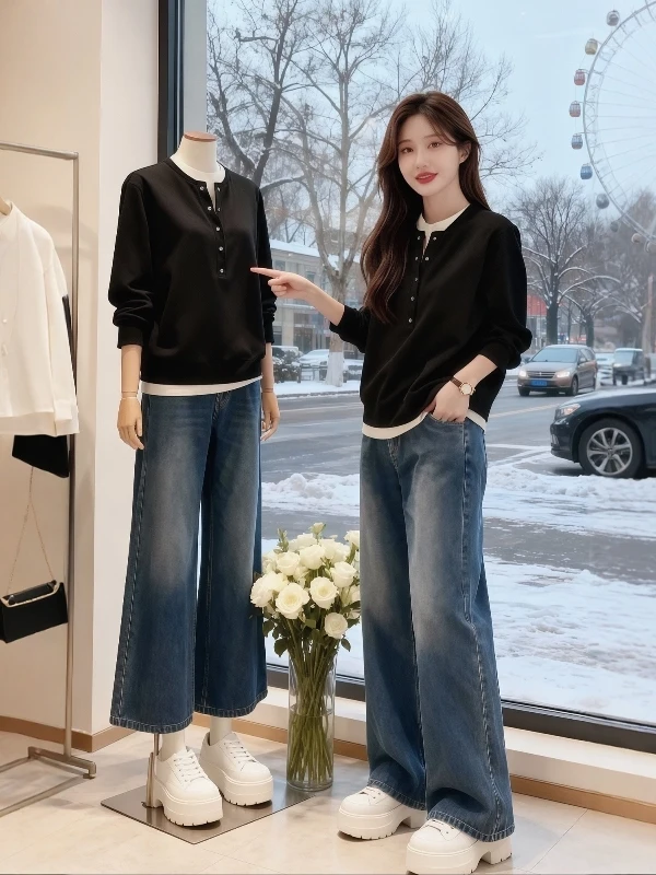 Loose Fit Black Hoodie Women's Casual Long Sleeve Top plus Size Spring 2026 New Style Slimming Inner Wear Layered Design
Loose Fit Black Hoodie Women's Casual Long Sleeve Top plus Size Spring 2026 New Style Slimming Inner Wear Layered Design
