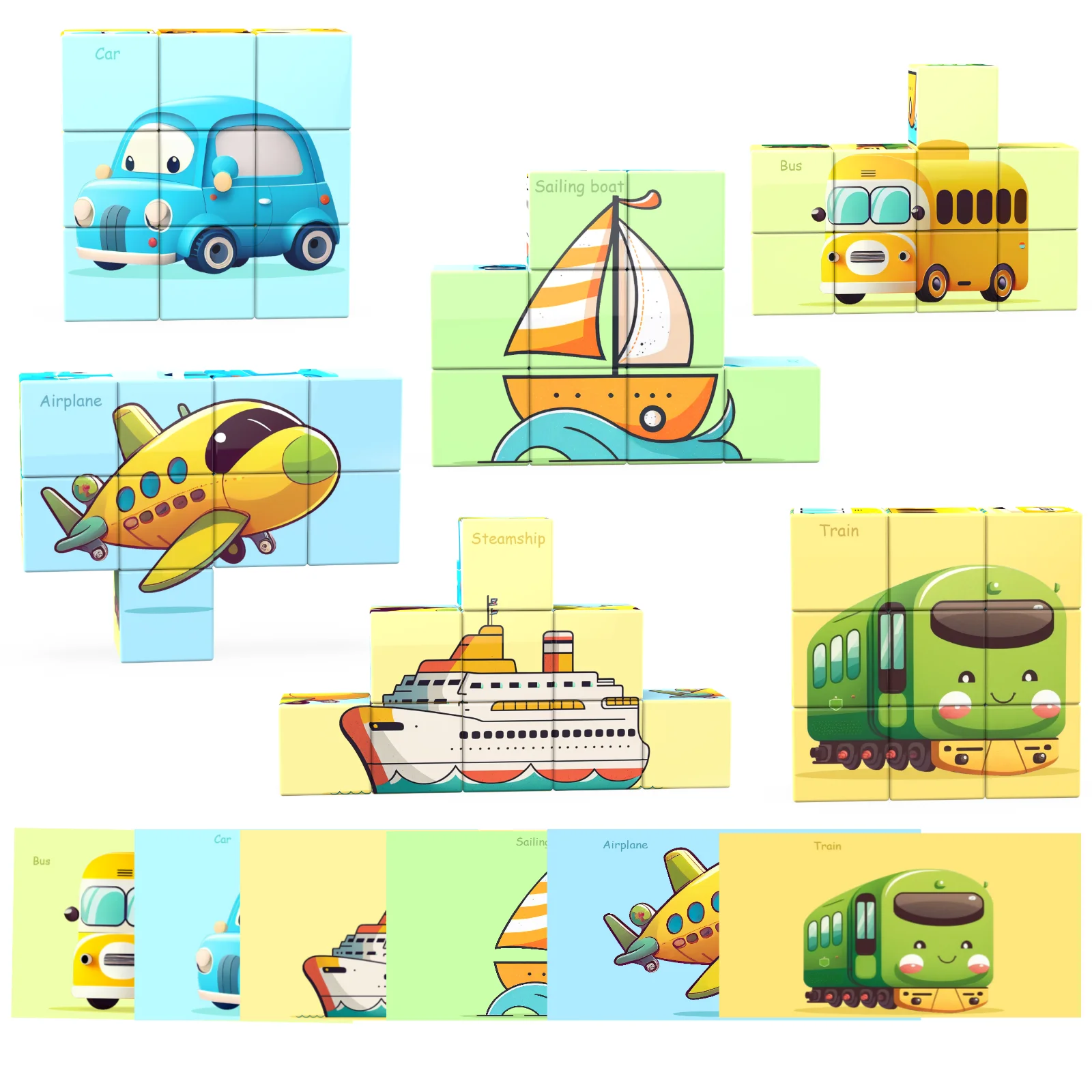 Magnetic Building Block Set Puzzle, 9-Piece, Kids Learning Toy, Suitable for Children Aged 3-6, 6 Different Transportation-Theme 
Magnetic Building Block Set Puzzle, 9-Piece, Kids Learning Toy, Suitable for Children Aged 3-6, 6 Different Transportation-Theme