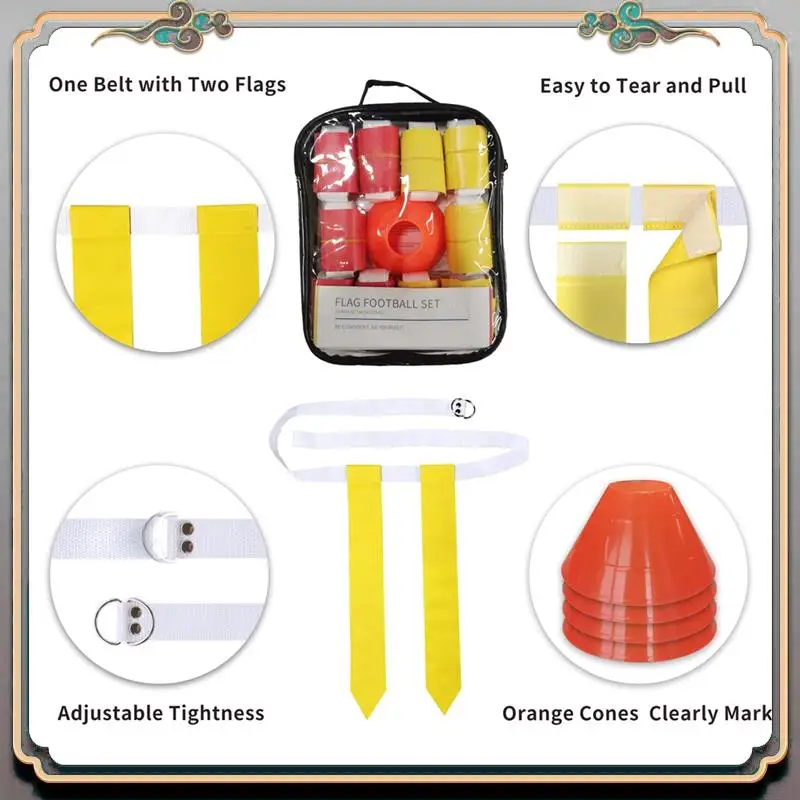 Durable Complete Indoor & Outdoor Training Set Football Belts Kit 10 Player Flag Football Belts And Flags Set PVC
Durable Complete Indoor & Outdoor Training Set Football Belts Kit 10 Player Flag Football Belts And Flags Set PVC