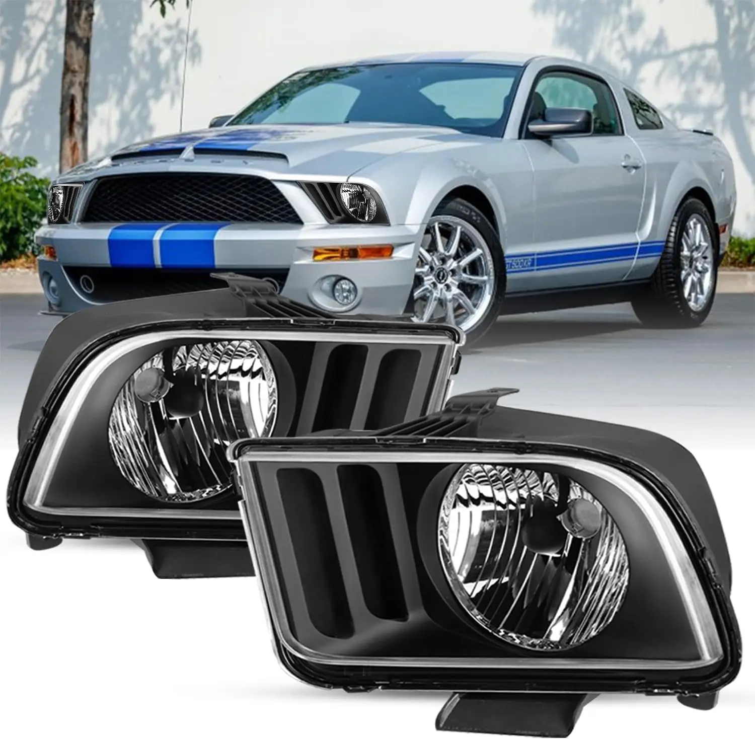 Комплект в сборе фар в стиле OE подходит для галогенной фары Ford Mustang 2005-2009 гг., черный корпус с прозрачным отражателем (L + R)
Комплект в сборе фар в стиле OE подходит для галогенной фары Ford Mustang 2005-2009 гг., черный корпус с прозрачным отражателем (L + R)
