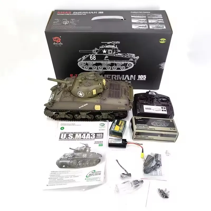 2.4G Henglong 1/16 Scale 7.0 Upgraded M4A3 Sherman RTR RC Tank 3898 Metal Tracks
2.4G Henglong 1/16 Scale 7.0 Upgraded M4A3 Sherman RTR RC Tank 3898 Metal Tracks