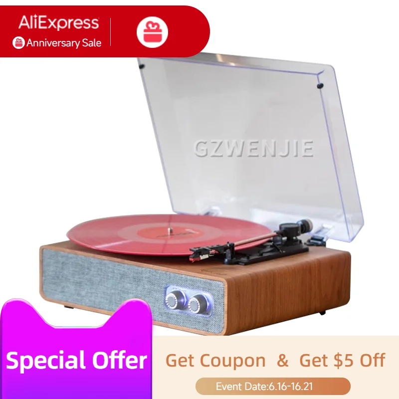 Vintage Vinyl Record Player BT Phonograph 33/45/78RPM Support for 7/10/12inch Portable Vinyl Records Turntable
Vintage Vinyl Record Player BT Phonograph 33/45/78RPM Support for 7/10/12inch Portable Vinyl Records Turntable