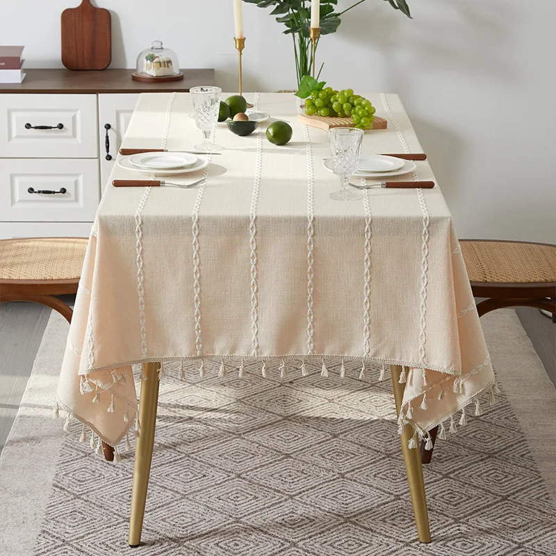 Rectangular Tablecloth Cotton Linen Stripe Tassel Stain Resistant Dust-Proof Table Cover for Kitchen Dinning Tabletop Decoration
Rectangular Tablecloth Cotton Linen Stripe Tassel Stain Resistant Dust-Proof Table Cover for Kitchen Dinning Tabletop Decoration