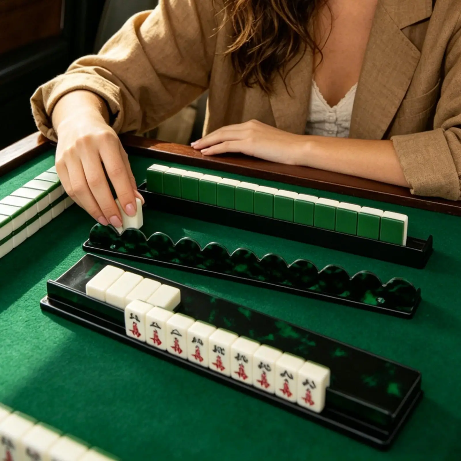 Mahjong Racks Pushers Set Magnetic Tile Tray Game Mahjong Rack Holder Pusher Professional Accessories for Travel Home Pool Table
Mahjong Racks Pushers Set Magnetic Tile Tray Game Mahjong Rack Holder Pusher Professional Accessories for Travel Home Pool Table