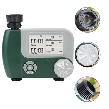 Automatic Garden Water Timers Programmable with 2 Outlet Digital Hose Faucet Timer Battery Operated Irrigation Controller