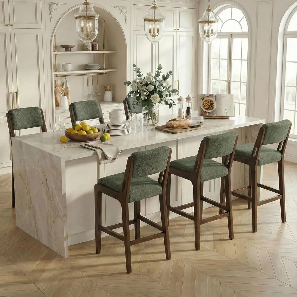 25.7 Counter Height Bar Stools Set of 6, Framhouse Upholstered Chenille Counter Stools with Rubberwood Frame, Armless Barstools
25.7 Counter Height Bar Stools Set of 6, Framhouse Upholstered Chenille Counter Stools with Rubberwood Frame, Armless Barstools