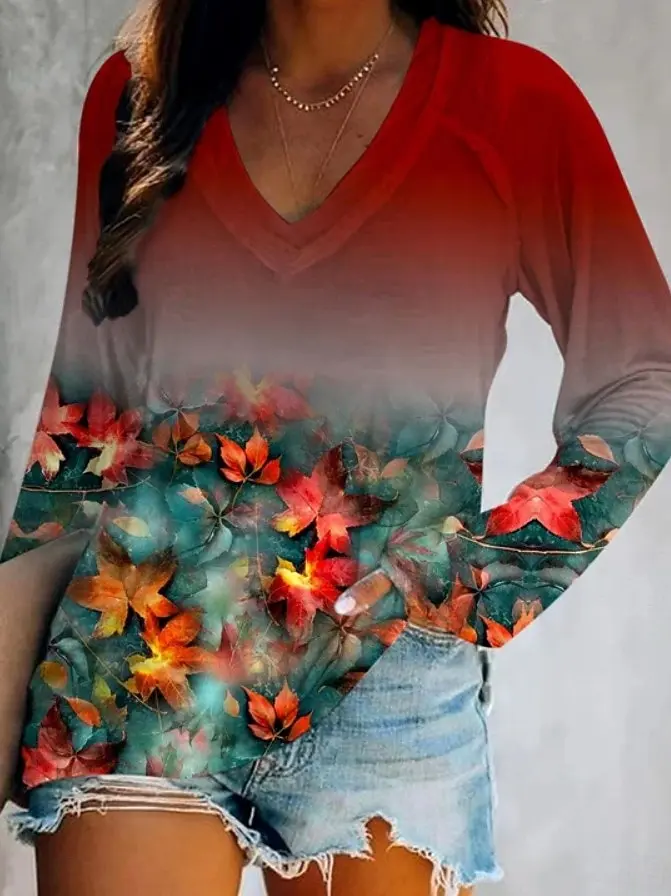 2025 Women's T-Shirts Floral Graphic Plants Elegant Fashion Tees Long Sleeve T-shirts V-Neck Regular Tops Casual Pullover Fall
2025 Women's T-Shirts Floral Graphic Plants Elegant Fashion Tees Long Sleeve T-shirts V-Neck Regular Tops Casual Pullover Fall