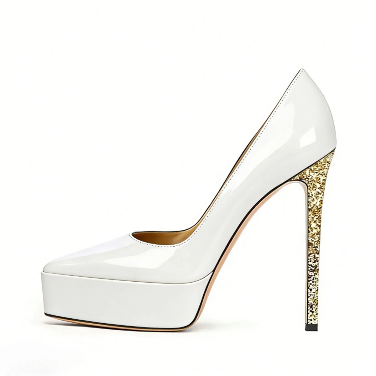 Arden Furtado Spring white patent leather Sequin stiletto Platform pumps shoe pointed shoe Shallow Super high heel Wedding shoes
Arden Furtado Spring white patent leather Sequin stiletto Platform pumps shoe pointed shoe Shallow Super high heel Wedding shoes