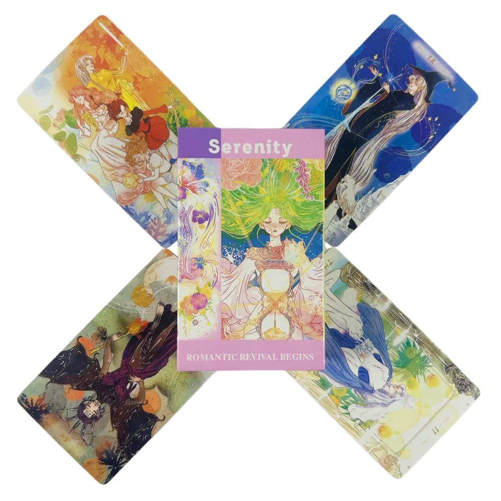 10.3*6cm Serenity Tarot Deck 78 Pcs Warm Dreamy Anime-Style Tarot Cards Based on Rider System
10.3*6cm Serenity Tarot Deck 78 Pcs Warm Dreamy Anime-Style Tarot Cards Based on Rider System