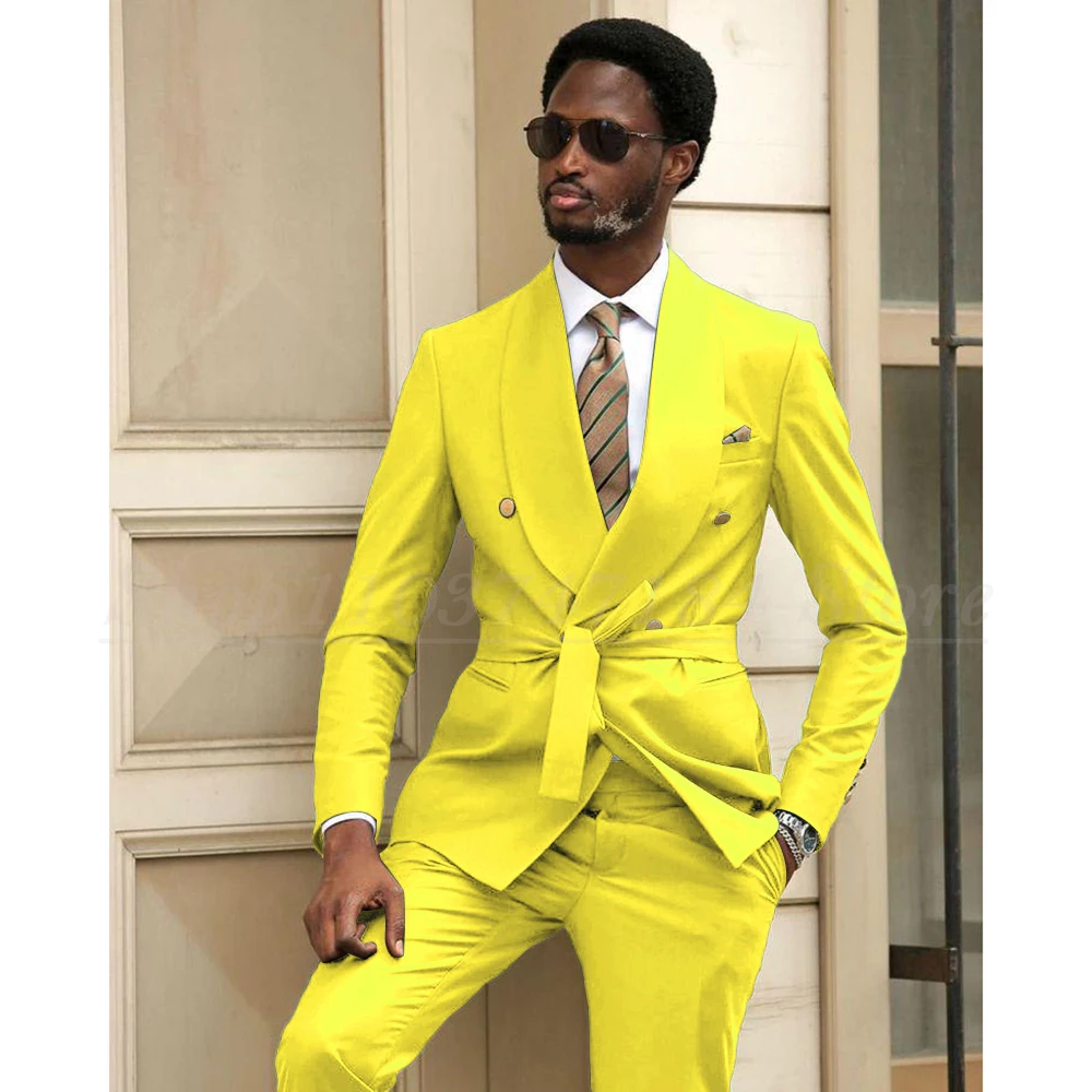 Chic Double Breasted Men's Suits 2 Piece Jacket Pants Sets Luxury Shawl Lapel Slim Fit Male Clothing Prom Party Costume Homme
Chic Double Breasted Men's Suits 2 Piece Jacket Pants Sets Luxury Shawl Lapel Slim Fit Male Clothing Prom Party Costume Homme