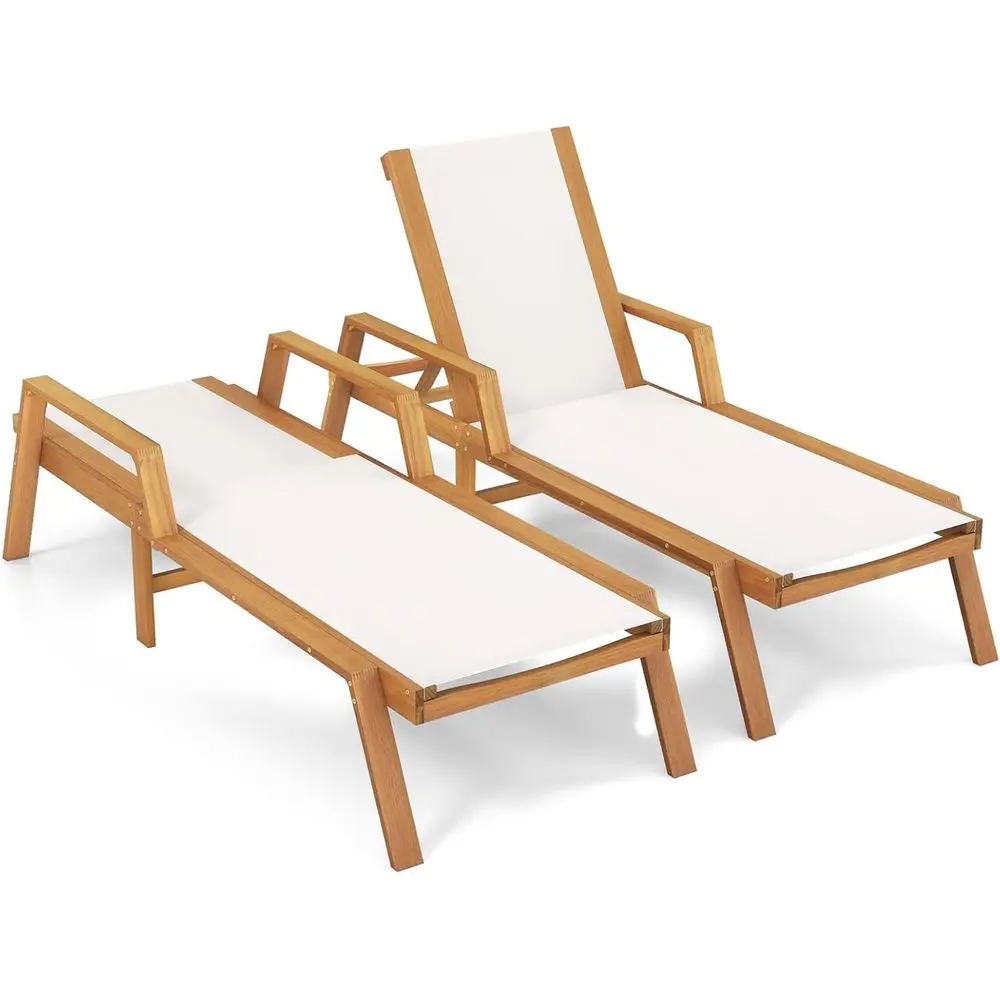 2-Piece Outdoor Wood Chaise Lounge Set with Adjustable Back and Breathable Fabric for Patio and Poolside Relaxation
2-Piece Outdoor Wood Chaise Lounge Set with Adjustable Back and Breathable Fabric for Patio and Poolside Relaxation