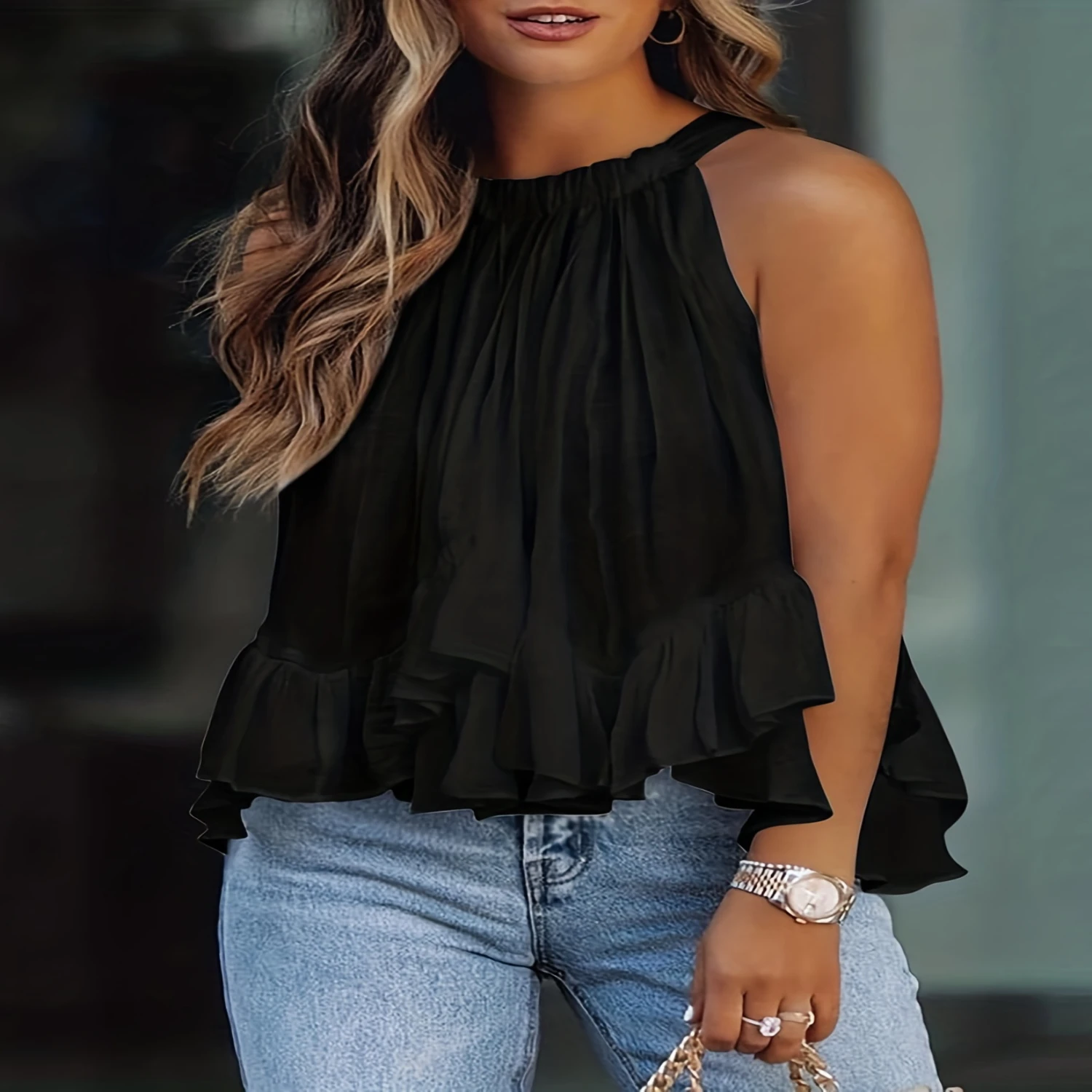 Chic Polka Dot Womens Bow Tie Blouse - Sleeveless with Ruffle Trim - Perfect for Spring & Fall
Chic Polka Dot Womens Bow Tie Blouse - Sleeveless with Ruffle Trim - Perfect for Spring & Fall