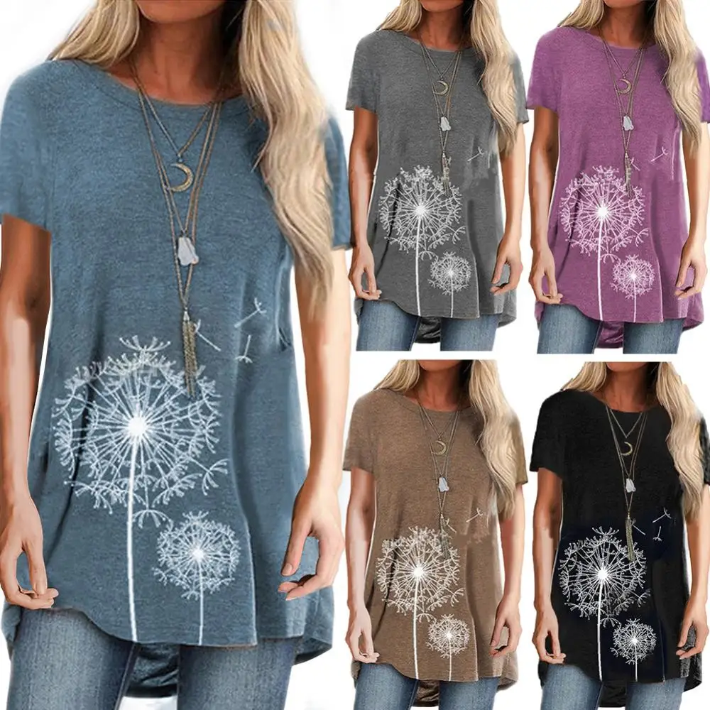 Футболка женская хлопковая с круглым вырезом, повседневный свободный Универсальный пуловер с принтом одуванчика, с коротким рукавом
Футболка женская хлопковая с круглым вырезом, повседневный свободный Универсальный пуловер с принтом одуванчика, с коротким рукавом