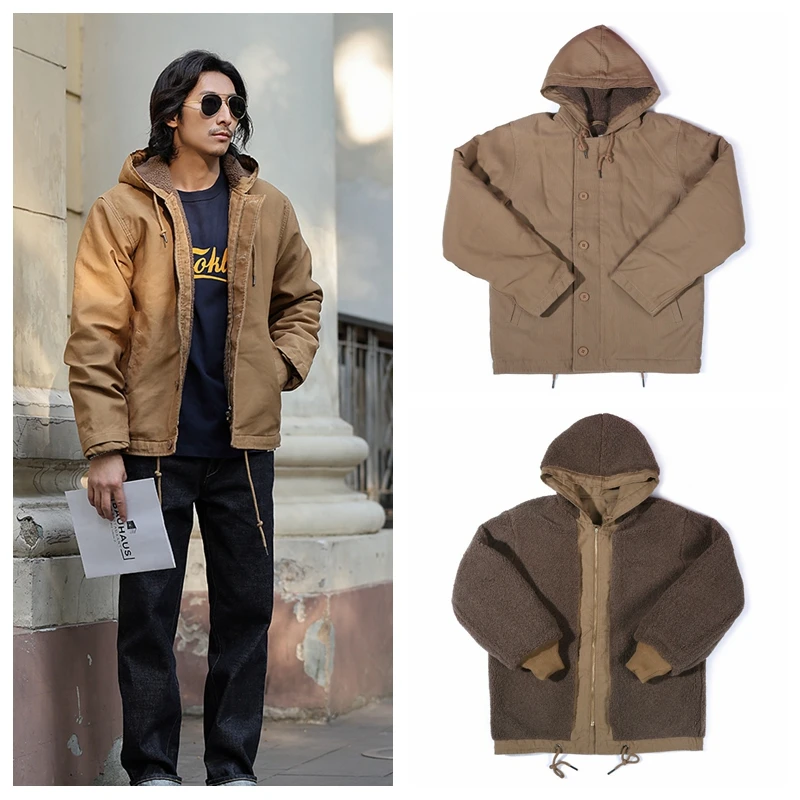 Винтажная утепленная мужская куртка с капюшоном, универсальная осенне-зимняя хлопковая верхняя одежда, куртка из овечьего флиса с длинными рукавами и отложным воротником
Винтажная утепленная мужская куртка с капюшоном, универсальная осенне-зимняя хлопковая верхняя одежда, куртка из овечьего флиса с длинными рукавами и отложным воротником