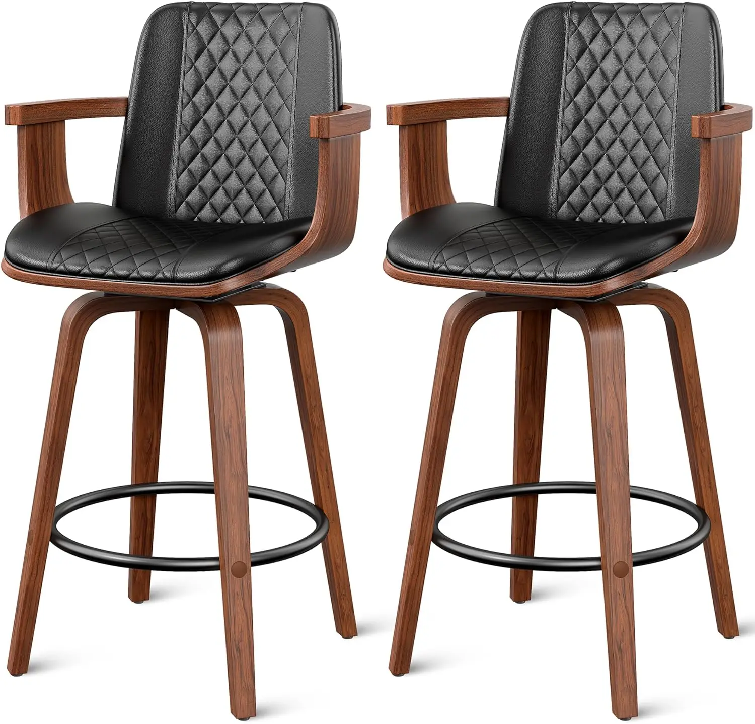 Bar Stools With A Set Of 2, 26 H Bentwood Swivel Counter Height Bar Stools With Ba And Wood Legs, Modern Pu Leather Upholstered
Bar Stools With A Set Of 2, 26 H Bentwood Swivel Counter Height Bar Stools With Ba And Wood Legs, Modern Pu Leather Upholstered