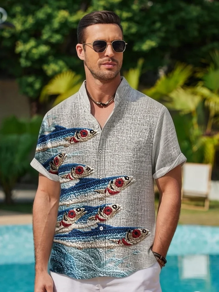 Men's Short Sleeve Shirts Summer 2026 Tops Vintage Fish Print Button Down Tunics Stylish Beach Holiday Loose Fit Tees for Men
Men's Short Sleeve Shirts Summer 2026 Tops Vintage Fish Print Button Down Tunics Stylish Beach Holiday Loose Fit Tees for Men