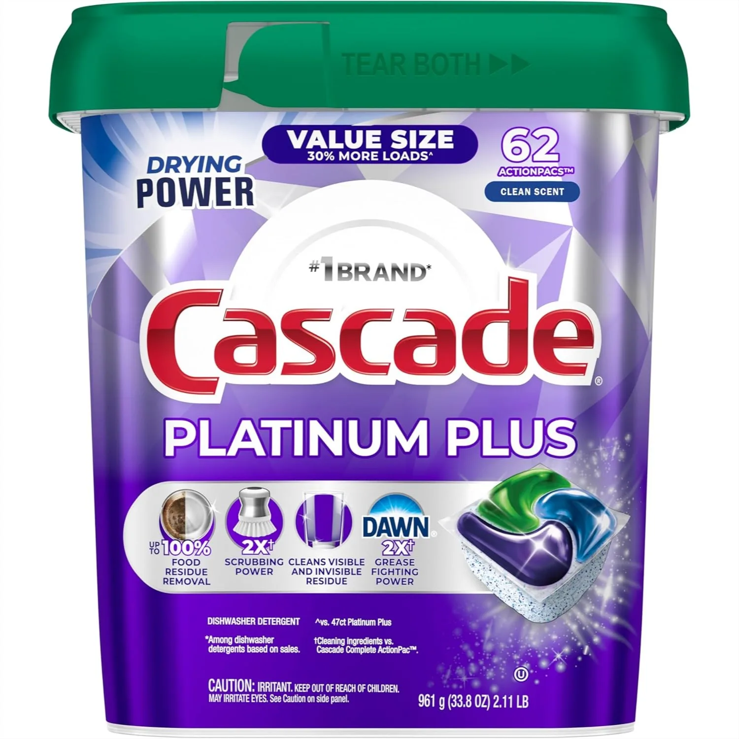 Dishwasher Detergent Pods for Clean Dishes with Grease Fighting Power, 62 Count
Dishwasher Detergent Pods for Clean Dishes with Grease Fighting Power, 62 Count