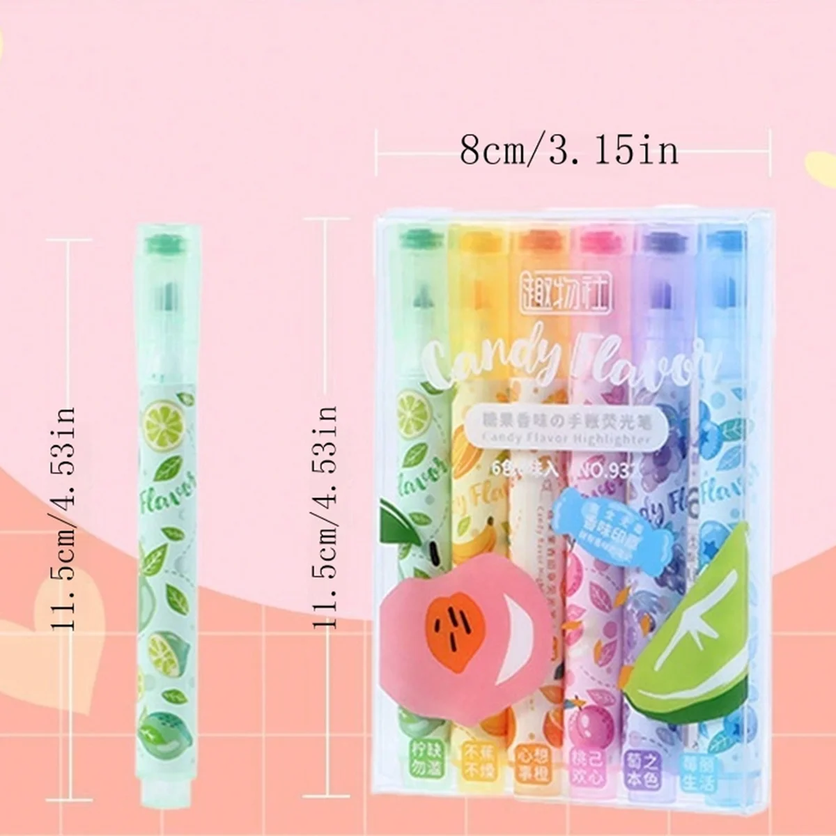 6 Colors Stamp Fruit Candy Aroma Seal Highlighter Set, Chisel Tip, Marker Pen Pastel Assorted Colors for Cute Kawaii Stationery
6 Colors Stamp Fruit Candy Aroma Seal Highlighter Set, Chisel Tip, Marker Pen Pastel Assorted Colors for Cute Kawaii Stationery