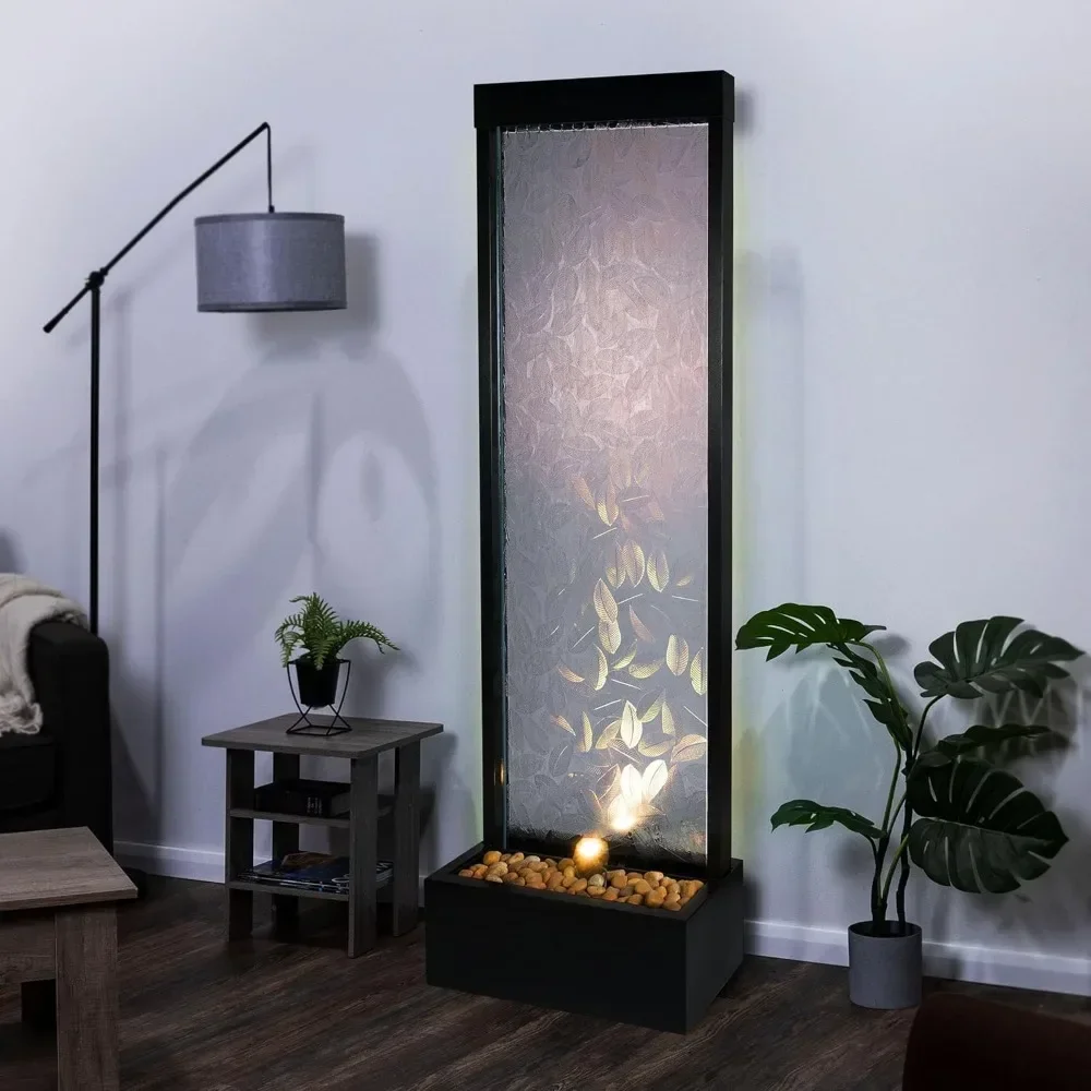Indoor/Outdoor Glass Panel Fountain with Embossed Leaves, Modern Waterfall Fountain, 72" H, Clear Yard & Garden Decor
Indoor/Outdoor Glass Panel Fountain with Embossed Leaves, Modern Waterfall Fountain, 72" H, Clear Yard & Garden Decor