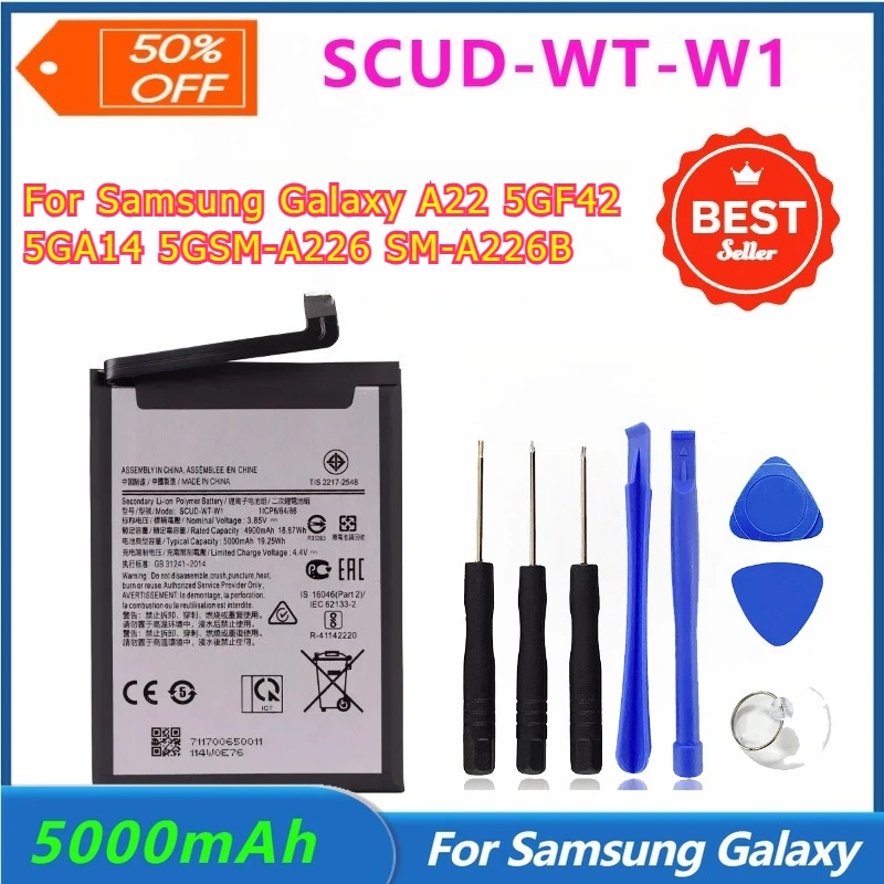 New 5000mAh SCUD-WT-W1 Battery for Samsung Galaxy A22 5G SM-A226B F42 5G A14 5G SM-A146U A146B A146P A146W + Tools
New 5000mAh SCUD-WT-W1 Battery for Samsung Galaxy A22 5G SM-A226B F42 5G A14 5G SM-A146U A146B A146P A146W + Tools