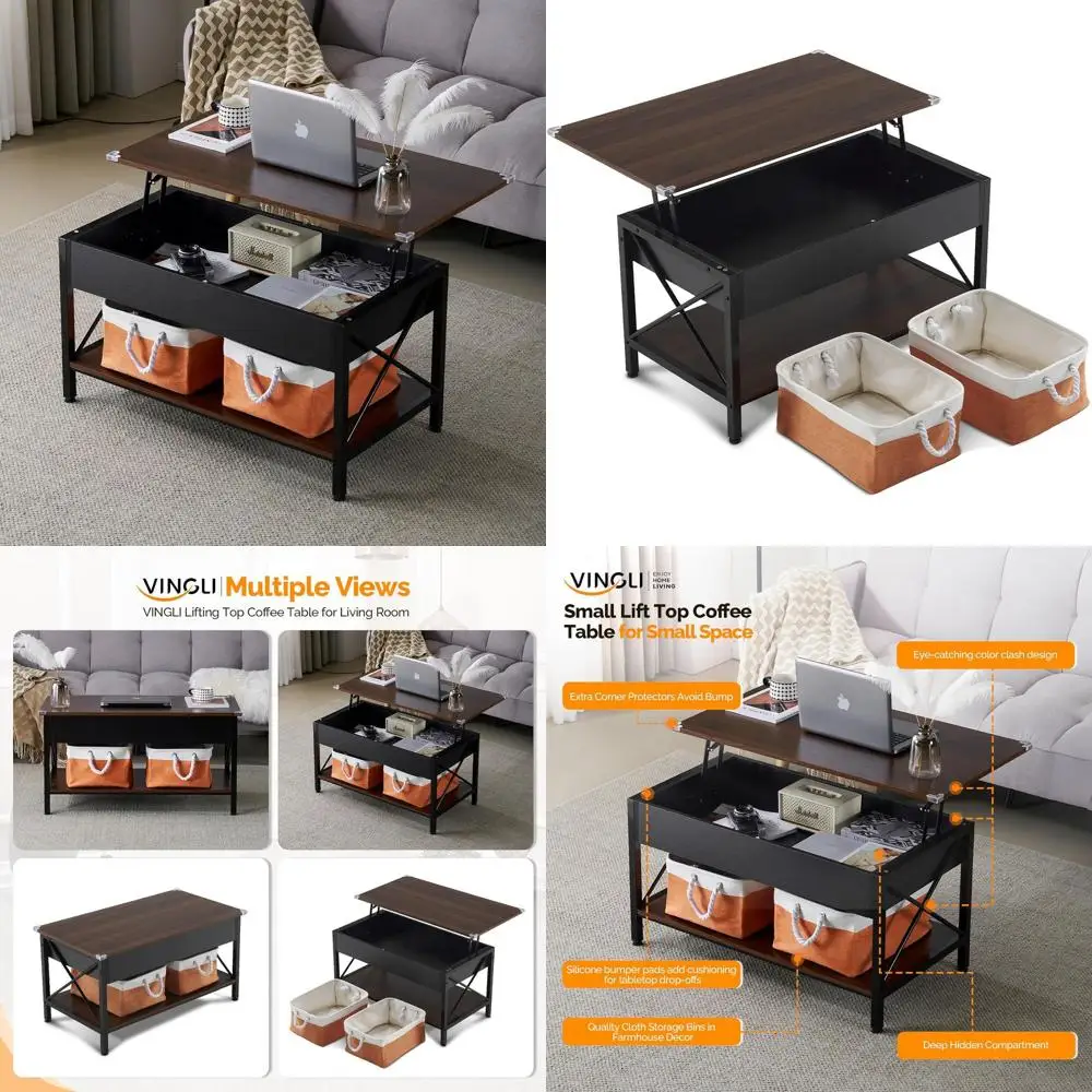 36 Large Coffee Table with Storage, Rustic Style with Fabric Bins, Ideal for Living Room or Small Spaces
36 Large Coffee Table with Storage, Rustic Style with Fabric Bins, Ideal for Living Room or Small Spaces