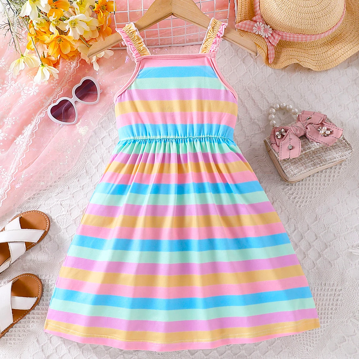 Summer Girls Dress Thin Children's Sleeveless Skirt Colorful Striped Princess Dress Girls Little Children's Sundress
Summer Girls Dress Thin Children's Sleeveless Skirt Colorful Striped Princess Dress Girls Little Children's Sundress