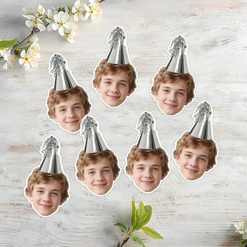25/50pcs Custom Portrait Face Sliver Birthday Hat Stickers Adult and Kids Festival Celebration Fun Self-adhesive Cute Ornaments
25/50pcs Custom Portrait Face Sliver Birthday Hat Stickers Adult and Kids Festival Celebration Fun Self-adhesive Cute Ornaments