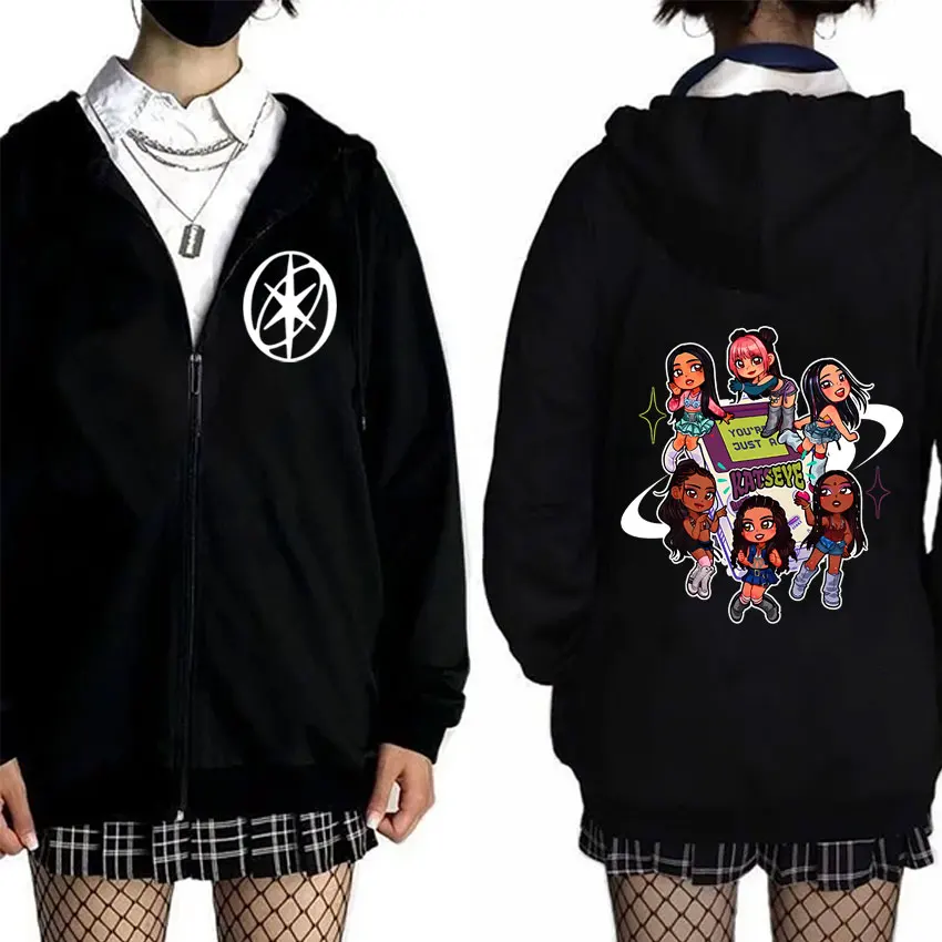 Korean Band KATSEYE Zipper Hodoie Funny Cartoon Merch Zip Up Jacket Men Women Kpop Fashion Trend Hoodies Unisex Cool Streetwear
Korean Band KATSEYE Zipper Hodoie Funny Cartoon Merch Zip Up Jacket Men Women Kpop Fashion Trend Hoodies Unisex Cool Streetwear