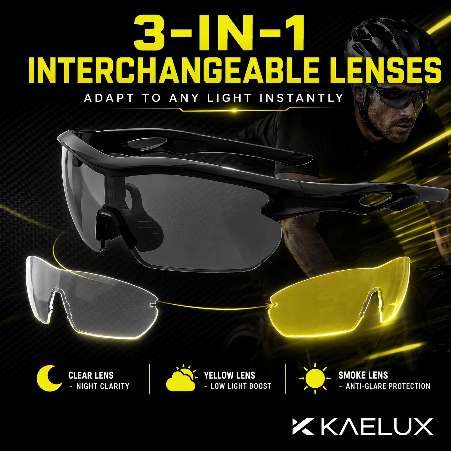 KAELUX Pro Pickleball Tennis Sunglasses UV400 3in1 Replaceable Lens Men Women Polarized Anti-fog Outdoor Sports MTB Road Bike
KAELUX Pro Pickleball Tennis Sunglasses UV400 3in1 Replaceable Lens Men Women Polarized Anti-fog Outdoor Sports MTB Road Bike