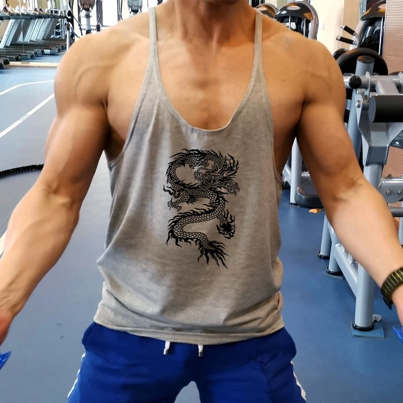 Fitness Sleeveless Casual Loose Vest Men Summer Solid Dragon Print Tank Tops Thin Shoulder Strap Muscle Fit Sports Training Tees
Fitness Sleeveless Casual Loose Vest Men Summer Solid Dragon Print Tank Tops Thin Shoulder Strap Muscle Fit Sports Training Tees