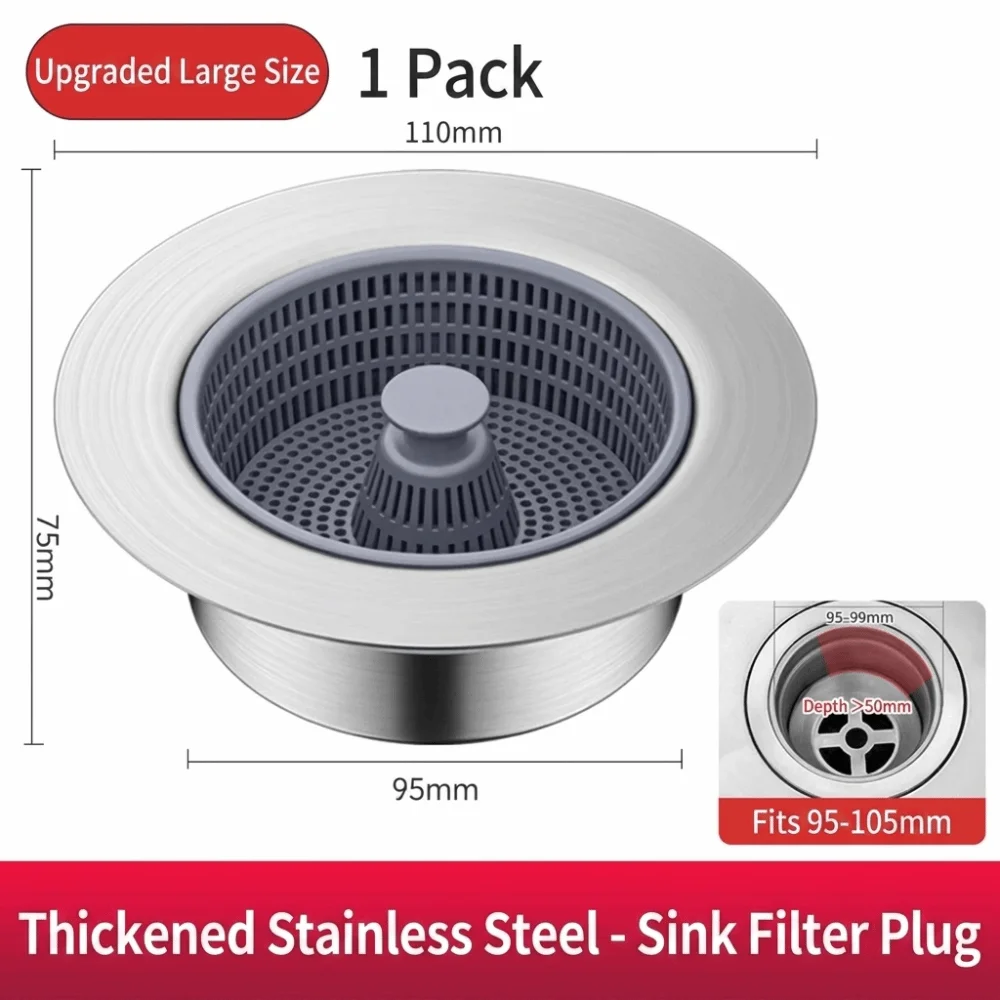 Rust-proof Kitchen Sink Drain Strainer Stainless Steel Bouncing Core Sink Stopper Filter Sink Durable Sink Strainer Drain Basket
Rust-proof Kitchen Sink Drain Strainer Stainless Steel Bouncing Core Sink Stopper Filter Sink Durable Sink Strainer Drain Basket