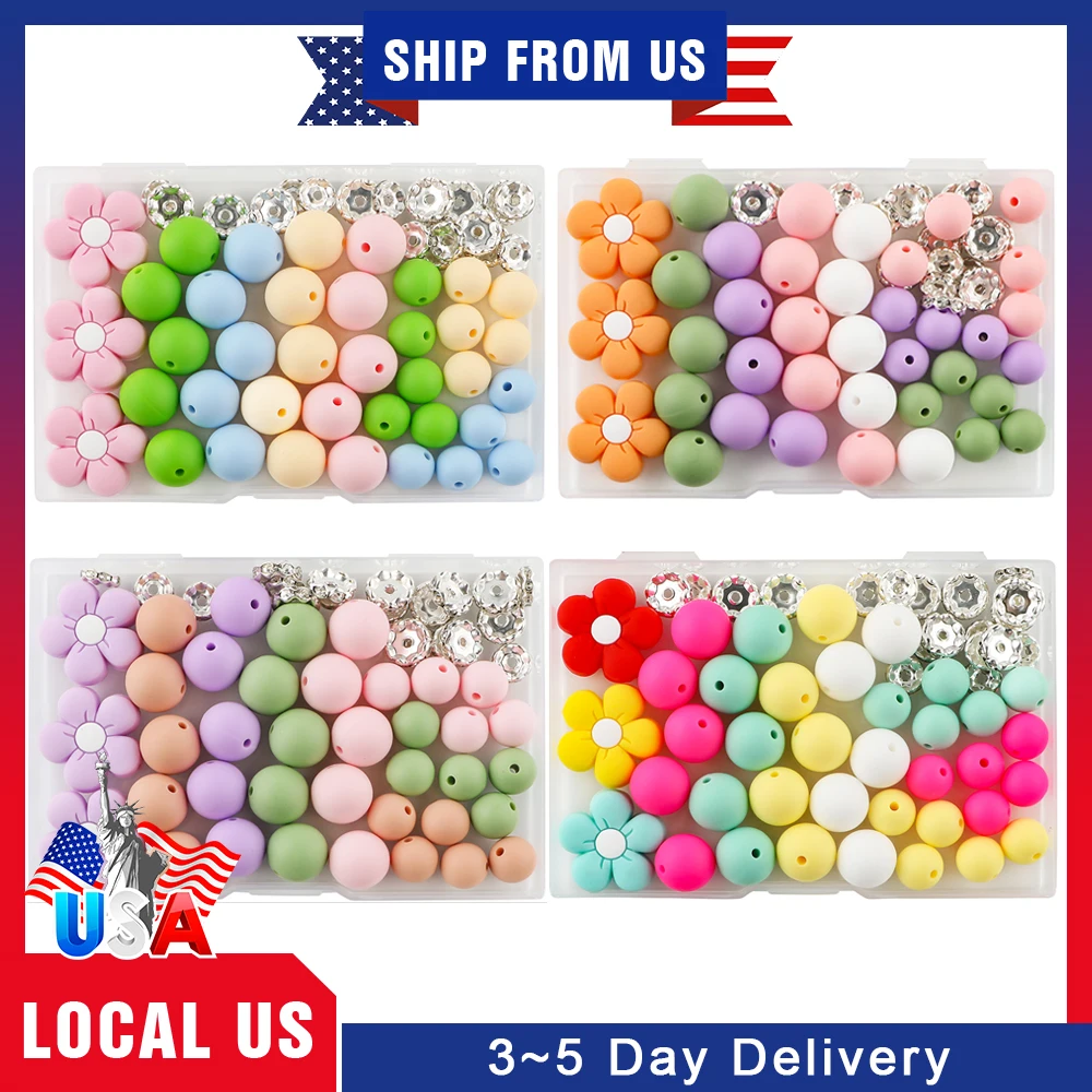 New 58Pcs/Box Flower Silicone Focal Beads With Round Bead Kits For Jewelry Making DIY Necklace Bracelet Keychain Accessories
New 58Pcs/Box Flower Silicone Focal Beads With Round Bead Kits For Jewelry Making DIY Necklace Bracelet Keychain Accessories