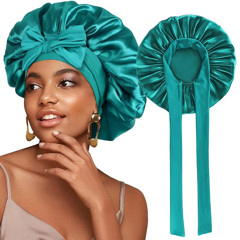 5 Pcs Solid Color Women Satin Tie Bonnet Spandex Wide Stretchy Band Elastic Long Tail Night Shower Cap Hair Head Cover
5 Pcs Solid Color Women Satin Tie Bonnet Spandex Wide Stretchy Band Elastic Long Tail Night Shower Cap Hair Head Cover