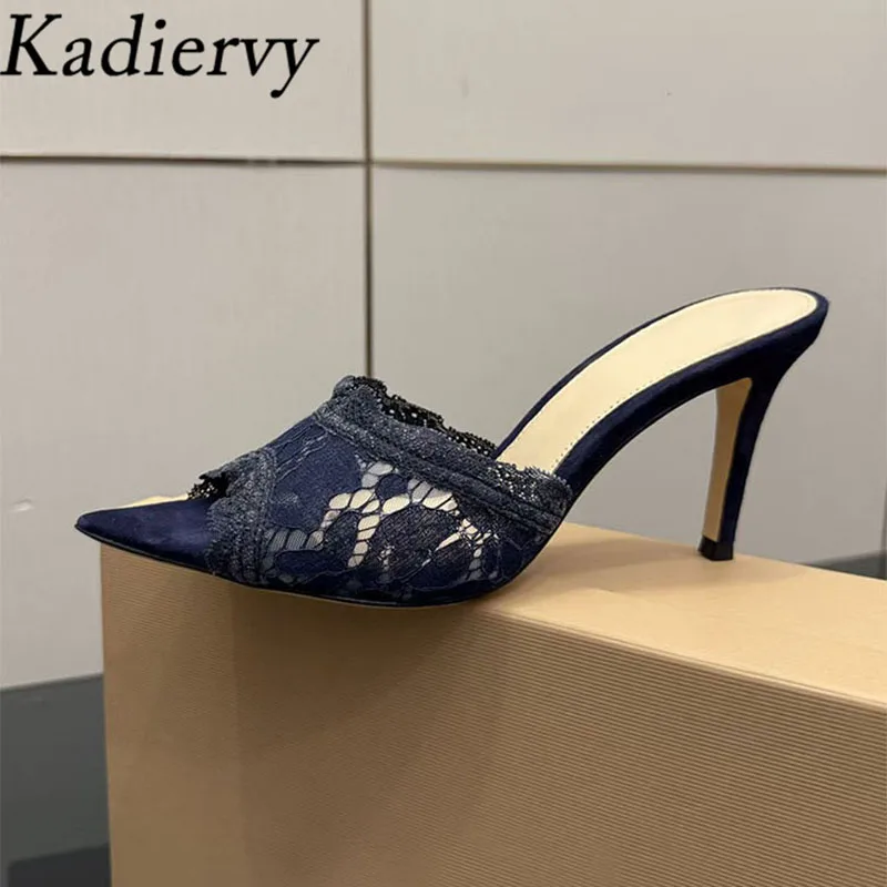 Sexy High Heels Slippers Woman Mesh Lace Runway Party Shoes Woman Pointed Peep Toe Slides Heeled Summer Slippers Women
Sexy High Heels Slippers Woman Mesh Lace Runway Party Shoes Woman Pointed Peep Toe Slides Heeled Summer Slippers Women