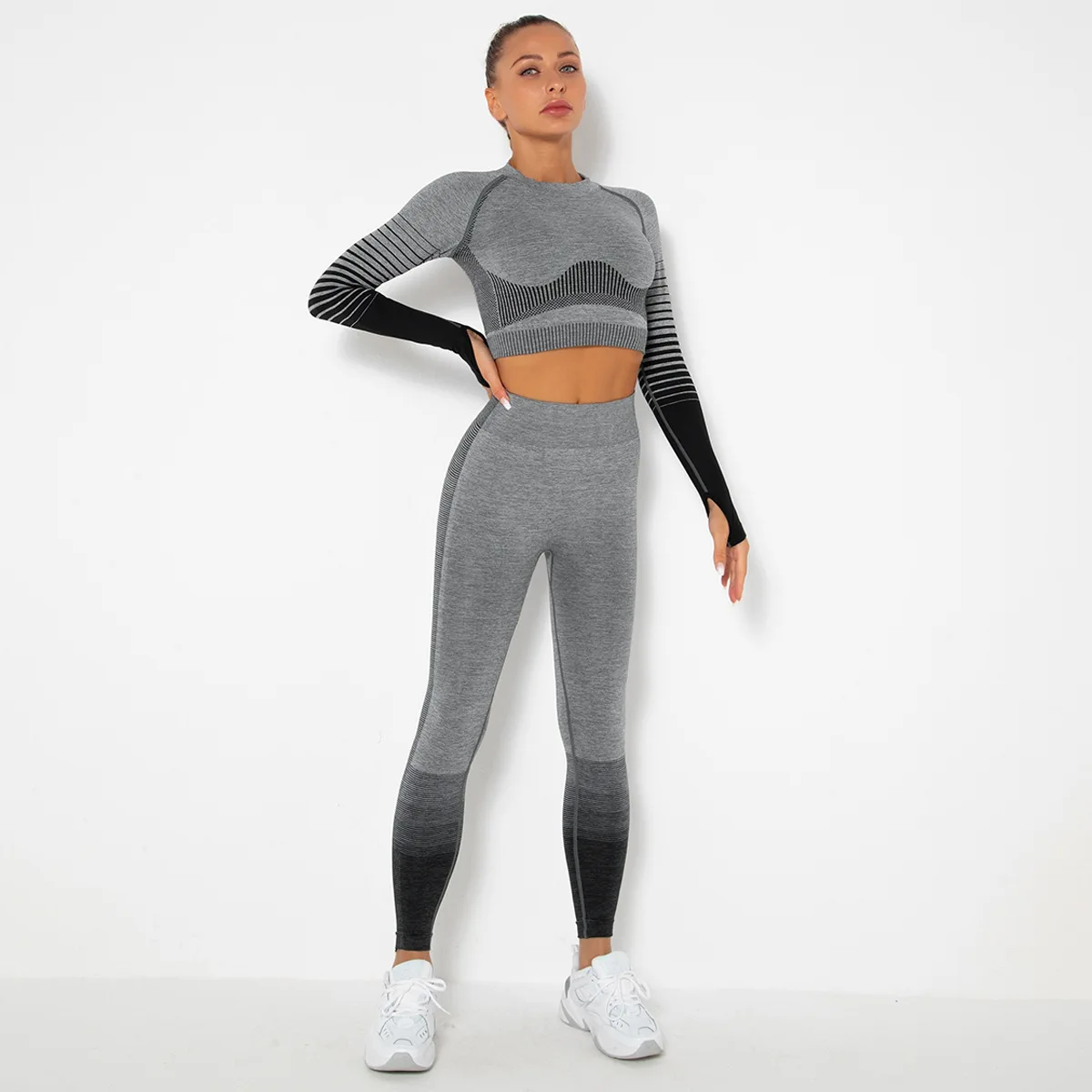 New 2 Pieces Gym Set Workout Clothes For Women Fitness Long Sleeve Crop Top Seamless Scrunch Butt Leggings Yoga Sport Suits
New 2 Pieces Gym Set Workout Clothes For Women Fitness Long Sleeve Crop Top Seamless Scrunch Butt Leggings Yoga Sport Suits