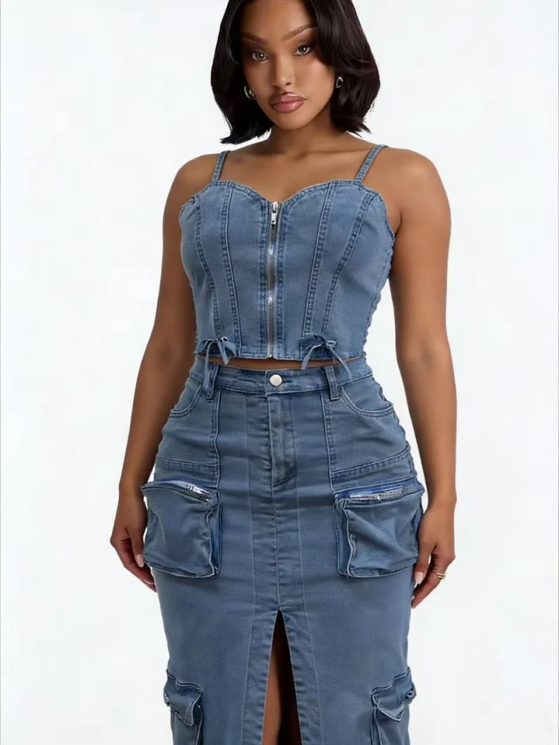 Fashion Denim 2 Piece Sets Women Outfit Summer Clothes Women 2026 Jean Zip Crop Top Long Skirt Sets Cowboy Two Pieces Dress Sets
Fashion Denim 2 Piece Sets Women Outfit Summer Clothes Women 2026 Jean Zip Crop Top Long Skirt Sets Cowboy Two Pieces Dress Sets