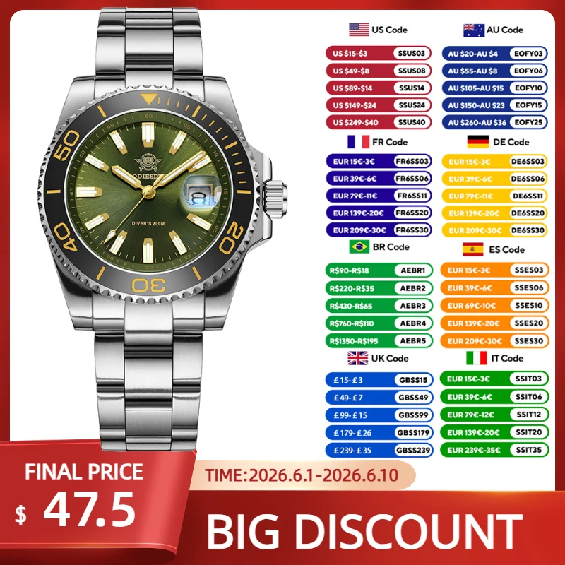 ADDIESDIVE New Quartz Watches AR Coating 41mm Ceramic Bezel 200m Waterproof Diving Watch BGW9 Luminous Men Watch Reloj Hombre
ADDIESDIVE New Quartz Watches AR Coating 41mm Ceramic Bezel 200m Waterproof Diving Watch BGW9 Luminous Men Watch Reloj Hombre