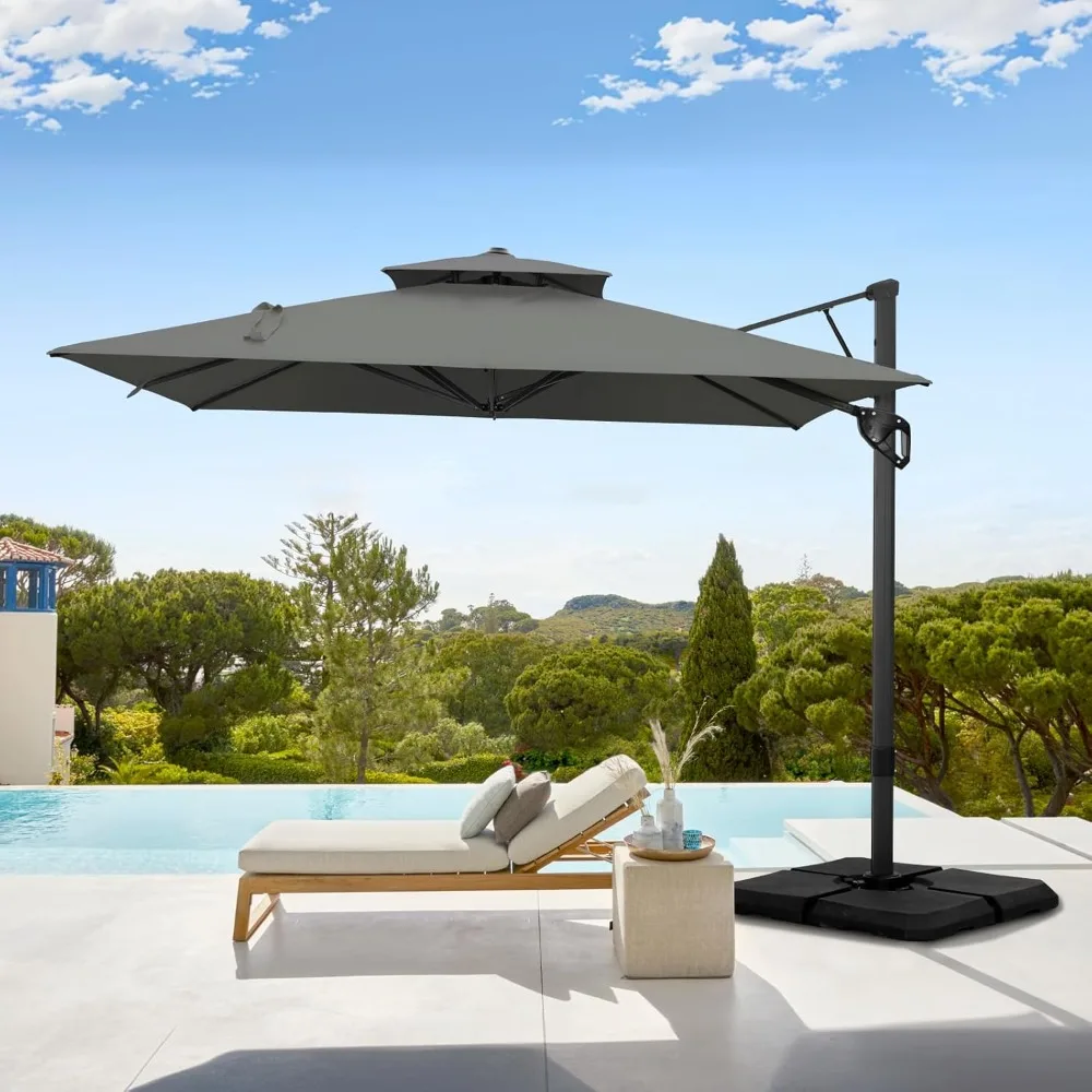 12x9 Ft Cantilever Patio Umbrella with Base Included, Rectangle Offset Outdoor Umbrellas with 360° Rotation, Customized
12x9 Ft Cantilever Patio Umbrella with Base Included, Rectangle Offset Outdoor Umbrellas with 360° Rotation, Customized
