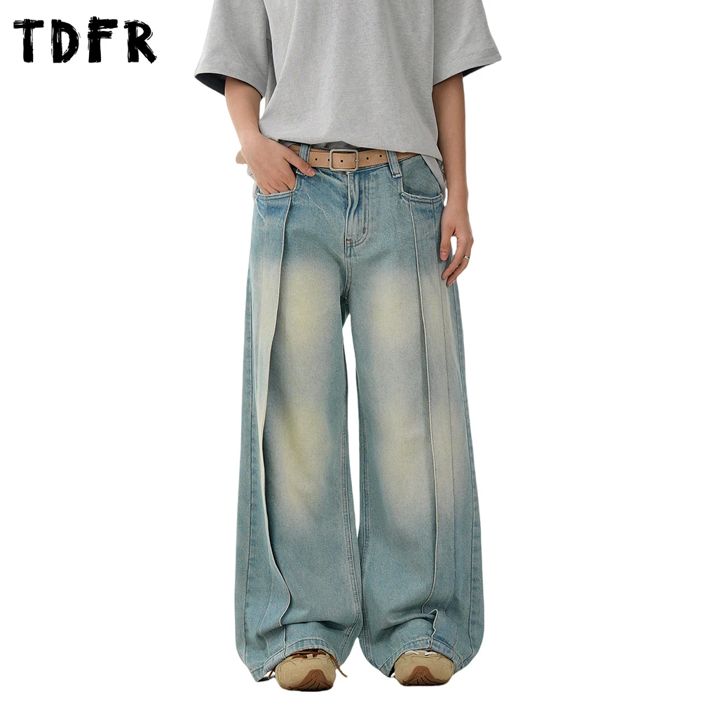 Straight Spliced Denim Pants Mens Ripped Retro Streetwear Washed Distressed Loose Wide Leg Jeans Men
Straight Spliced Denim Pants Mens Ripped Retro Streetwear Washed Distressed Loose Wide Leg Jeans Men