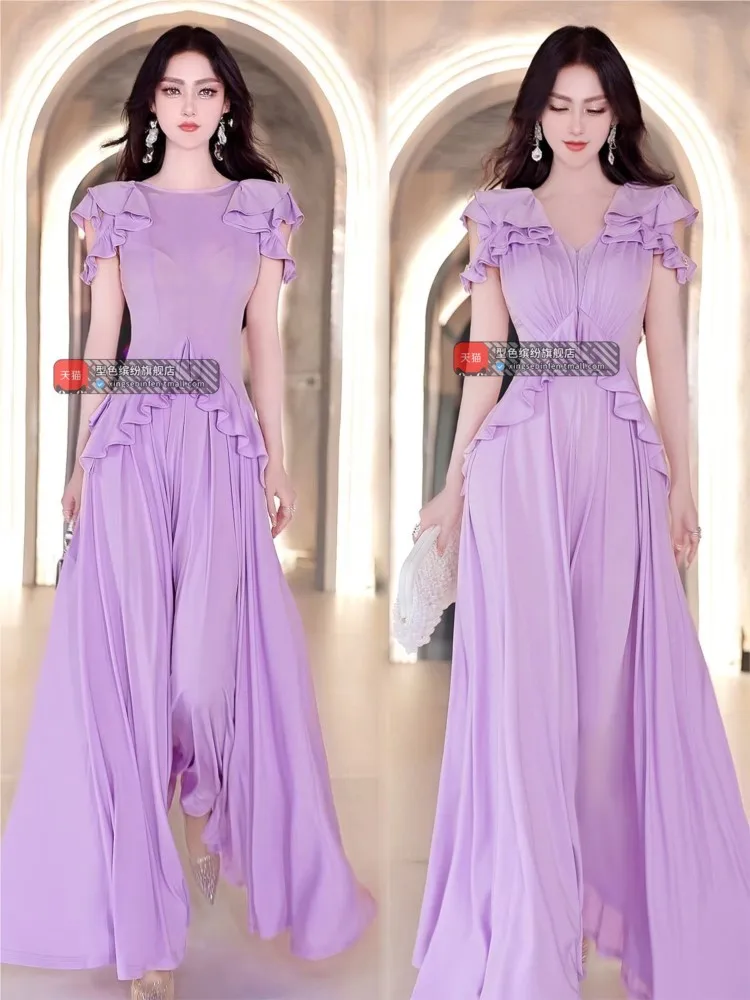 A new style of long dress with strong sense desig wear human off-the-shoulder flying sleeves large swing
A new style of long dress with strong sense desig wear human off-the-shoulder flying sleeves large swing