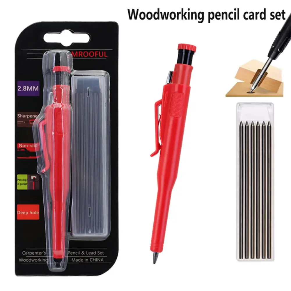 2.8mm Lead Woodworking Pencil Set Built In Pencil Sharpener Long Headed Carpenter's Pencil Set With Sheath 2B Lead
2.8mm Lead Woodworking Pencil Set Built In Pencil Sharpener Long Headed Carpenter's Pencil Set With Sheath 2B Lead