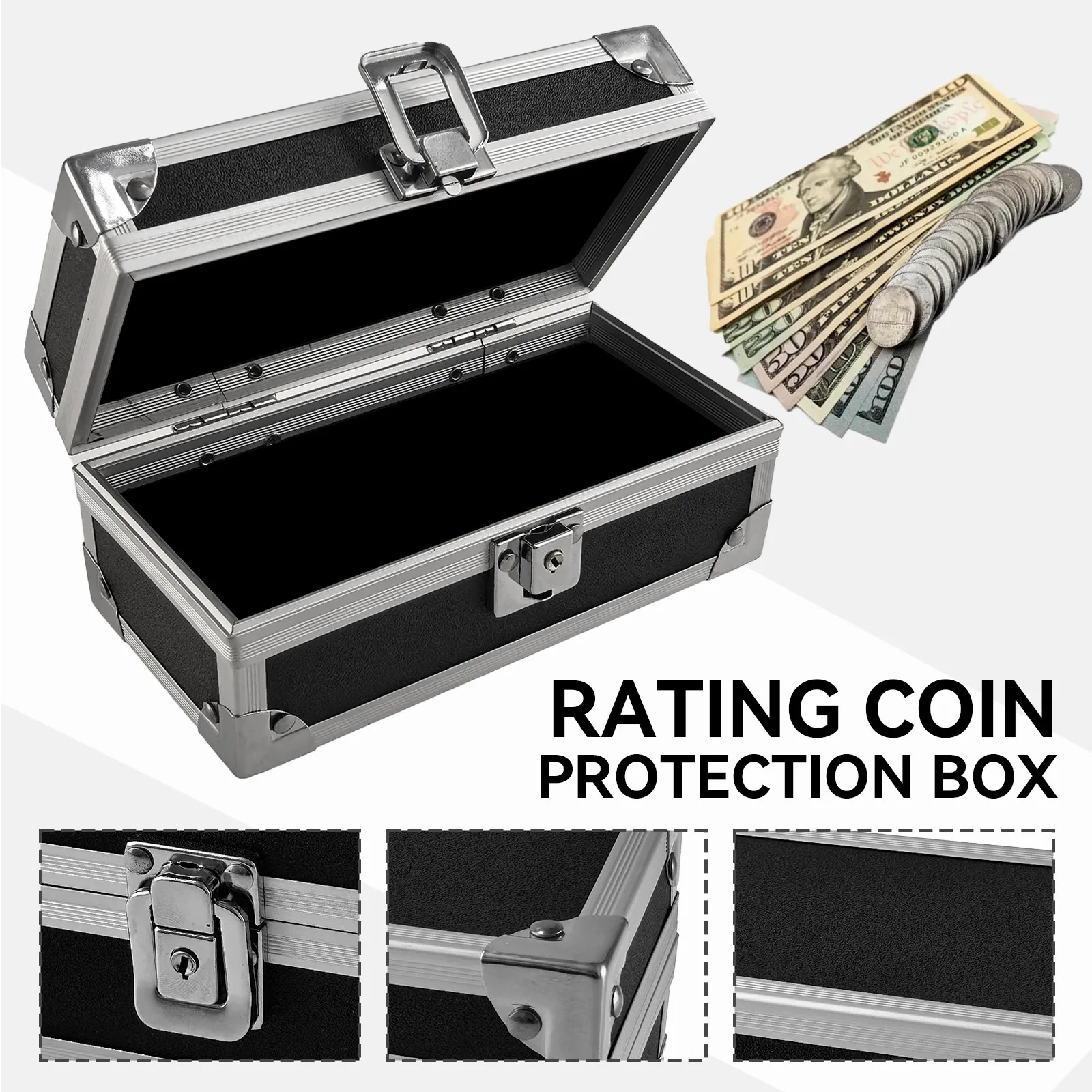 Aluminum Money Box with Key Lock, Bill and Coin Safe Organizer, Portable Small Item Storage Case for Bank Cards, Graded Cards
Aluminum Money Box with Key Lock, Bill and Coin Safe Organizer, Portable Small Item Storage Case for Bank Cards, Graded Cards