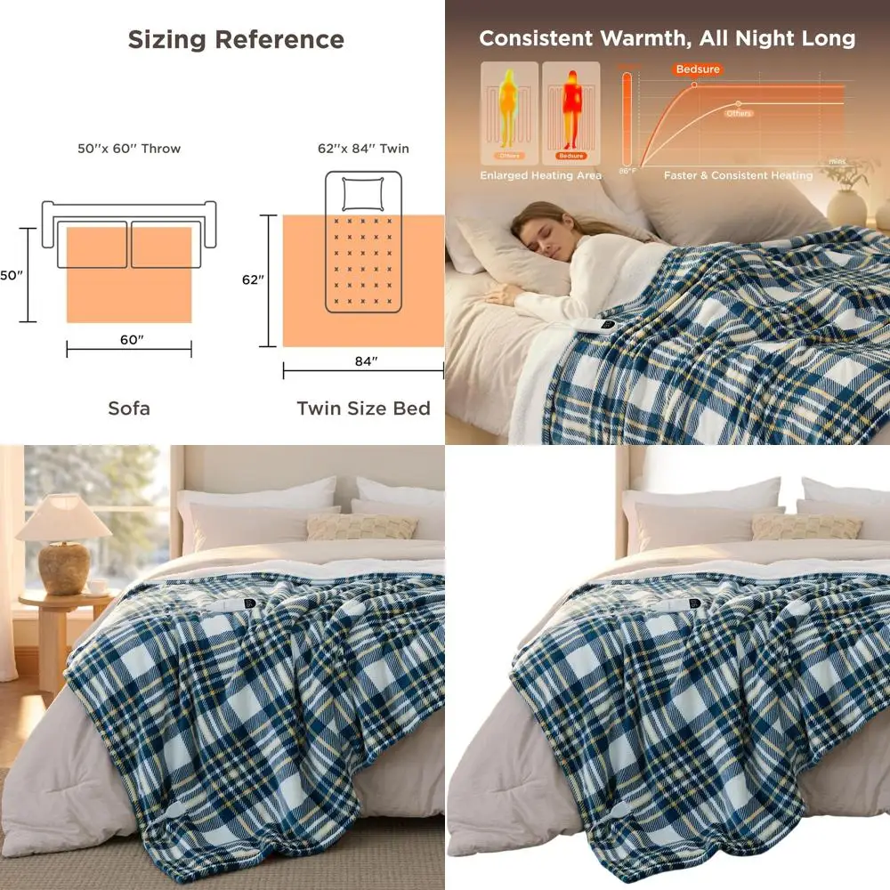 Фланелевое электрическое одеяло в клетку двойного размера с 6 уровнями нагрева, 10 вариантами таймера, автоматическое выключение на 8 часов, идеальный подарок для бабушки (синий, 62
Фланелевое электрическое одеяло в клетку двойного размера с 6 уровнями нагрева, 10 вариантами таймера, автоматическое выключение на 8 часов, идеальный подарок для бабушки (синий, 62
