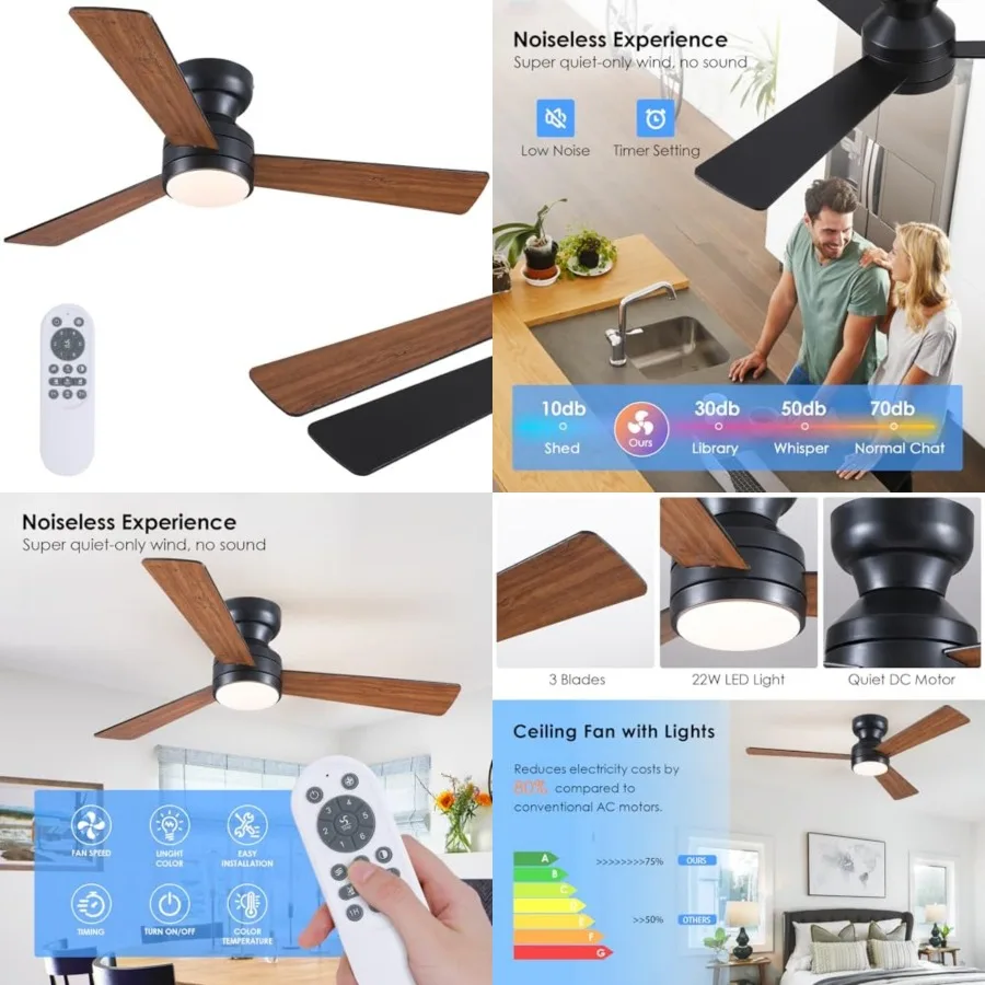 46" Low Profile Ceiling Fans with Lights and Remote, Modern Indoor Ceiling Fan Light with Quiet Reversible DC Motor, Flush Moun
46" Low Profile Ceiling Fans with Lights and Remote, Modern Indoor Ceiling Fan Light with Quiet Reversible DC Motor, Flush Moun