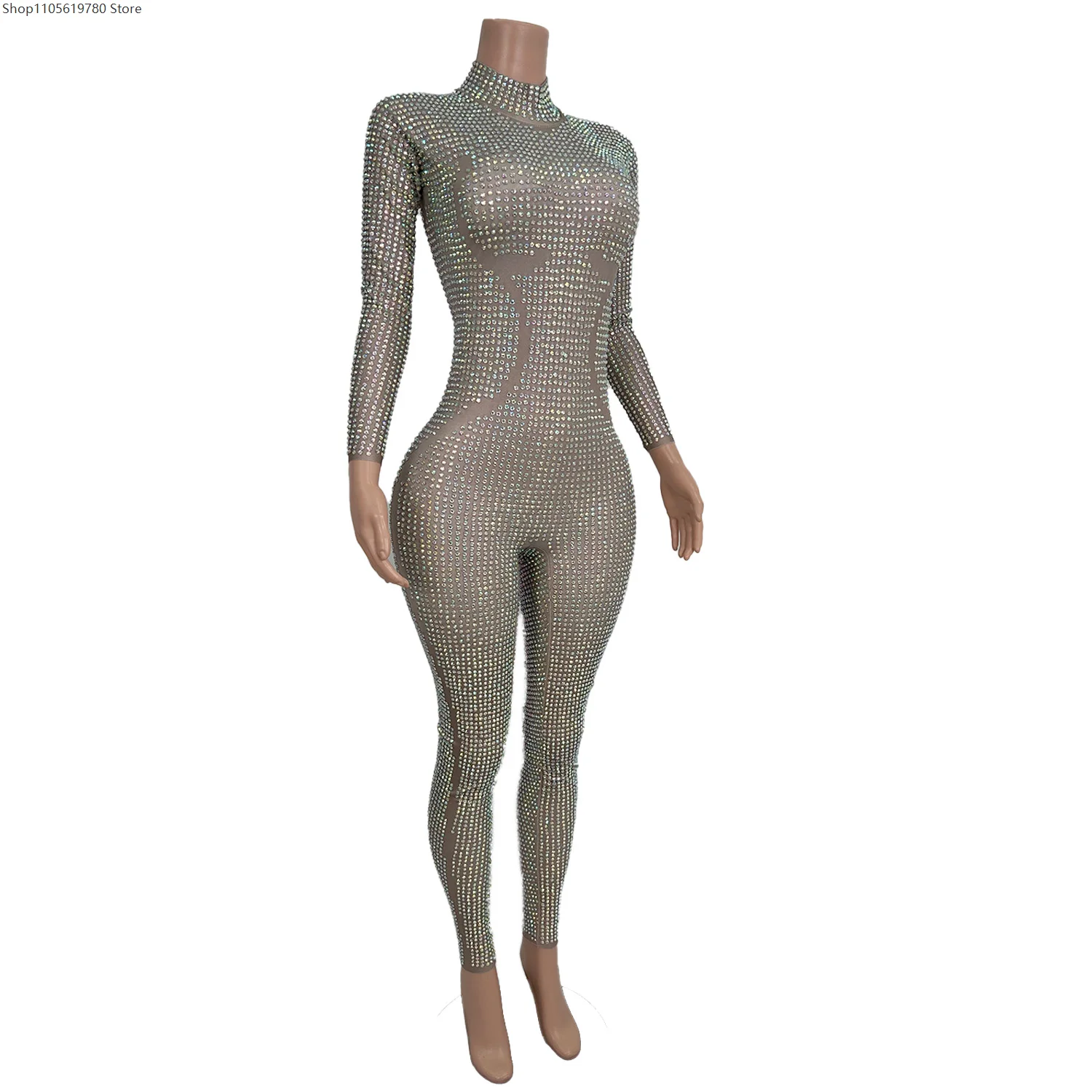 Sparkly Full Rhinestones Tight Fitting Spandex Jumpsuit Women Stretchy Sexy Performance Costume Nightclub Party Outfit Jingdian
Sparkly Full Rhinestones Tight Fitting Spandex Jumpsuit Women Stretchy Sexy Performance Costume Nightclub Party Outfit Jingdian