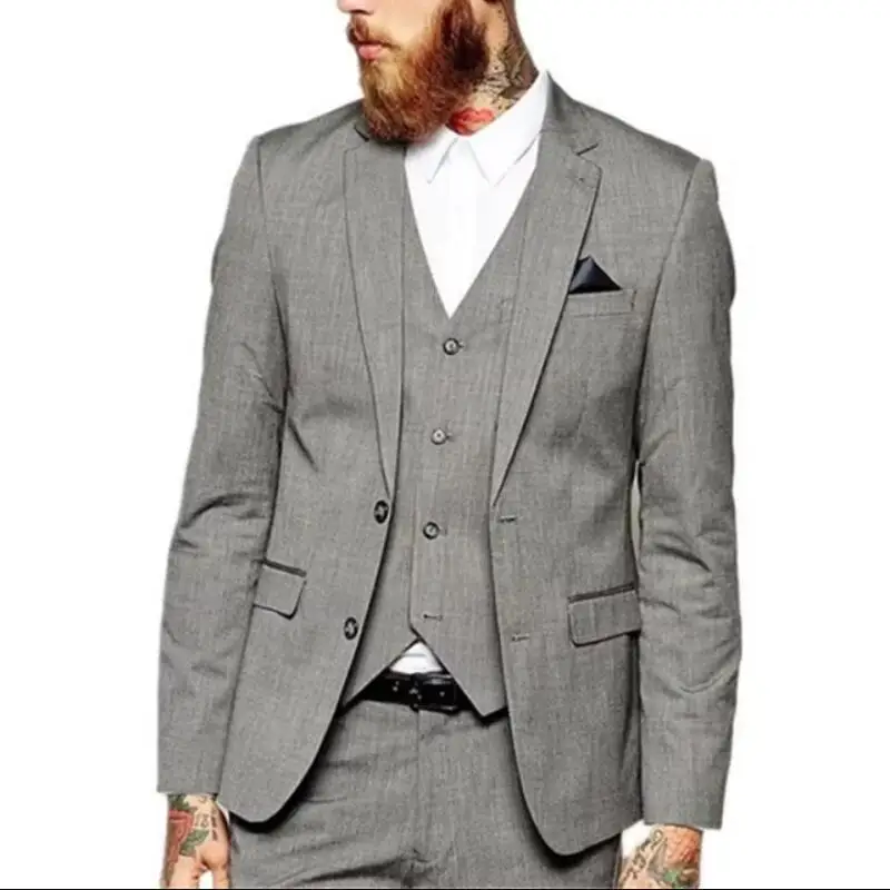 Classic 3 Piece Grey Men's Suits Slim Set Costume Homme Notched Lapel Formal Groom Party Tuxedo for Wedding (Blazer+Vest+Pants)
Classic 3 Piece Grey Men's Suits Slim Set Costume Homme Notched Lapel Formal Groom Party Tuxedo for Wedding (Blazer+Vest+Pants)