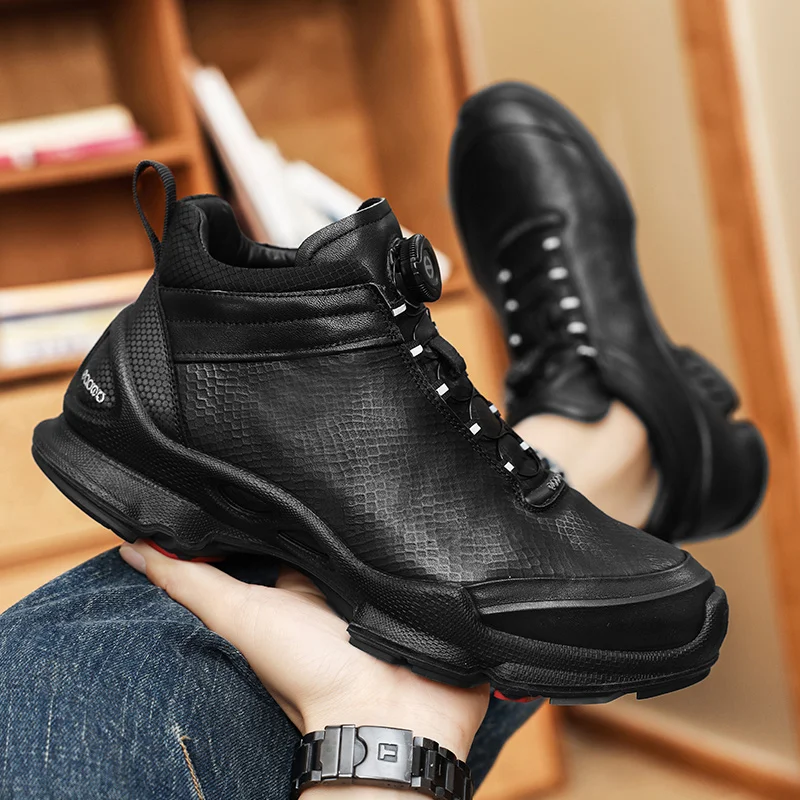 Man Sports Shoes Cowhide Breathable High Upper Top Shoes Foot Arch Support Durable Injection Form Anti Slip Shoes
Man Sports Shoes Cowhide Breathable High Upper Top Shoes Foot Arch Support Durable Injection Form Anti Slip Shoes