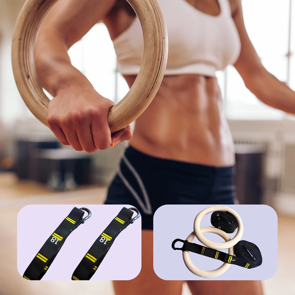 Wooden Gym Ring Buckles with Adjustable Straps Pull Up Handle Rings Multi-Function Strength Training Equipment for Home Gym
Wooden Gym Ring Buckles with Adjustable Straps Pull Up Handle Rings Multi-Function Strength Training Equipment for Home Gym