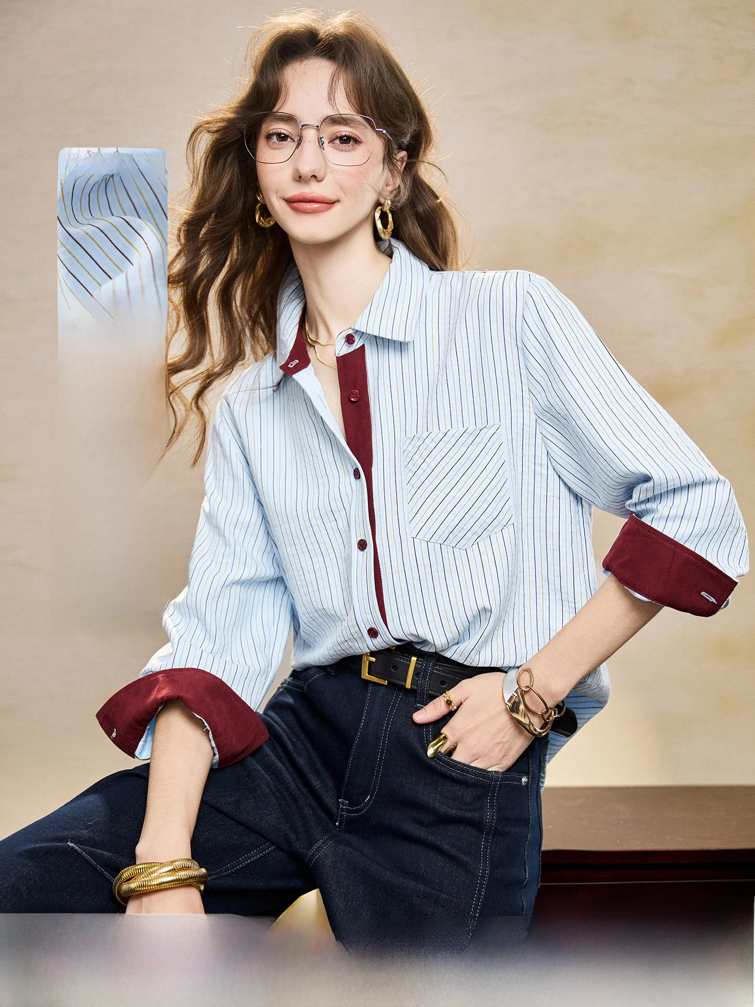 Striped Shirt Women's Fashion Collar Color Block Spring 2026 Top Sleeve Long Polyester Fiber Regular Fit Commute Style
Striped Shirt Women's Fashion Collar Color Block Spring 2026 Top Sleeve Long Polyester Fiber Regular Fit Commute Style