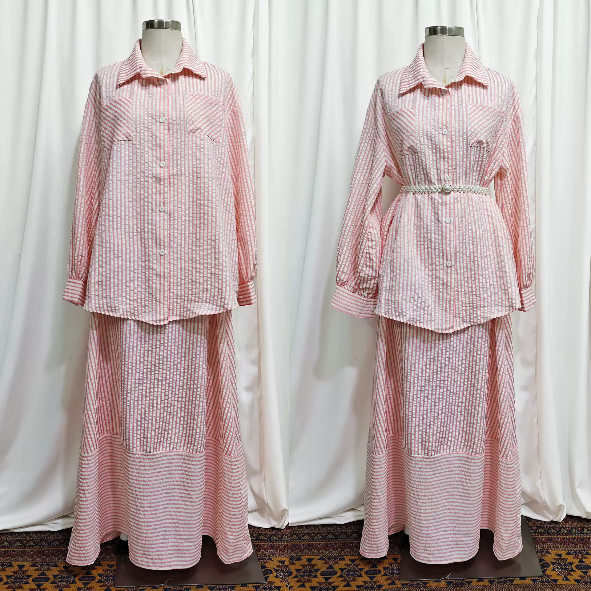 Рамадан, исламская, Саудовская Аравия, Малайзия, новая мусульманская женская повседневная свободная полосатая рубашка + большое свободное длинное платье, модный комплект, халат
Рамадан, исламская, Саудовская Аравия, Малайзия, новая мусульманская женская повседневная свободная полосатая рубашка + большое свободное длинное платье, модный комплект, халат